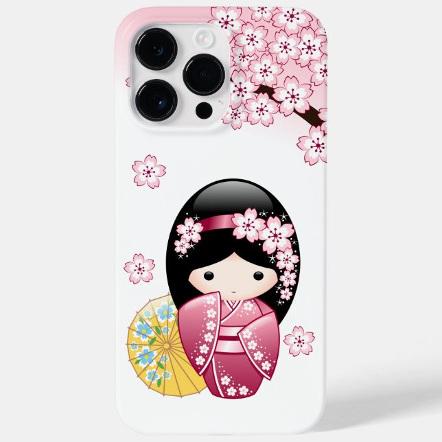 Funda De Case-Mate Para iPhone Muñeca Kokeshi de primavera - Chica Geisha japonés (Reverso)