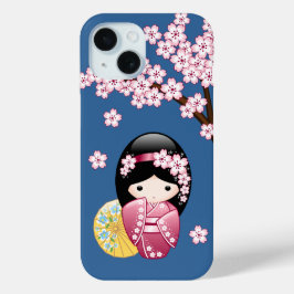 Funda Para iPhone 15 Muñeca Kokeshi de primavera - Geisha japonesa suav