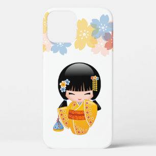 Funda Para iPhone 12 Pro Muñeca kokeshi de verano - Chica Geisha de Kimono
