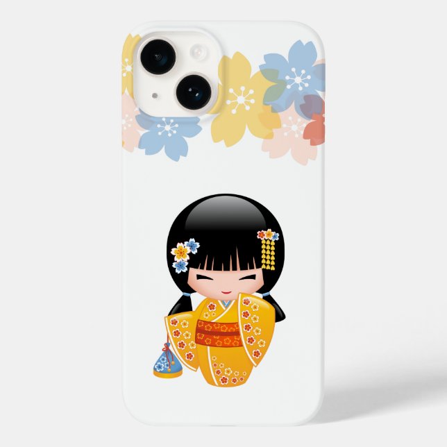 Funda De Case-Mate Para iPhone Muñeca kokeshi de verano - Chica Geisha de Kimono  (Reverso )