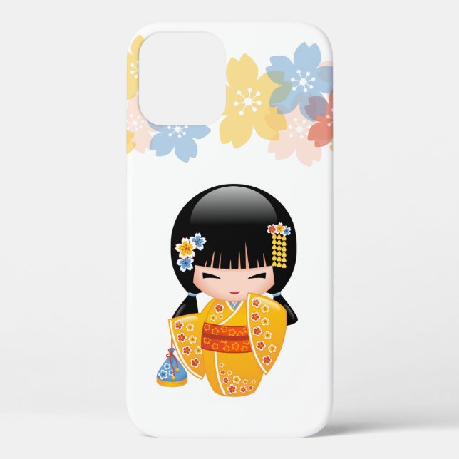 Funda De Case-Mate Para iPhone Muñeca kokeshi de verano - Chica Geisha de Kimono  (Reverso )