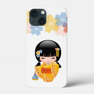 Funda Para iPhone 13 Mini Muñeca kokeshi de verano - Chica Geisha de Kimono