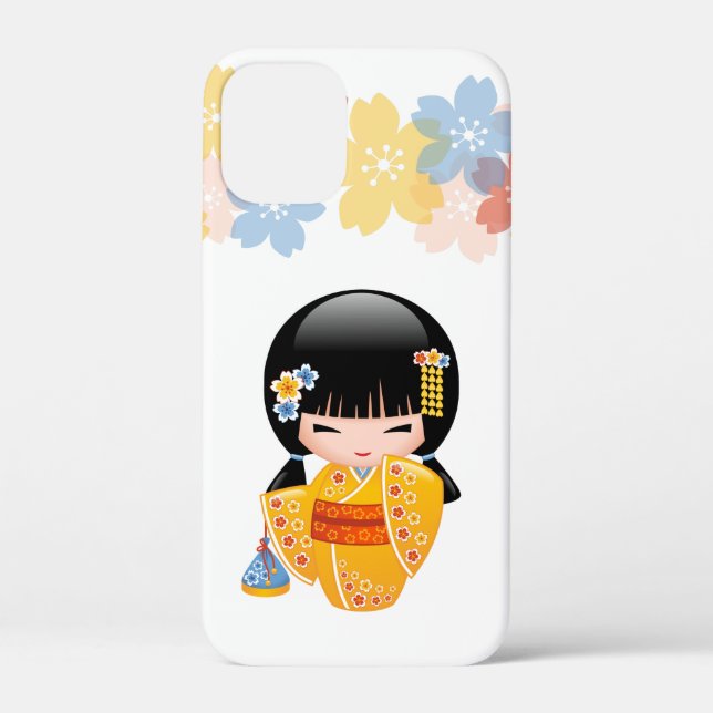 Funda De Case-Mate Para iPhone Muñeca kokeshi de verano - Chica Geisha de Kimono  (Reverso )