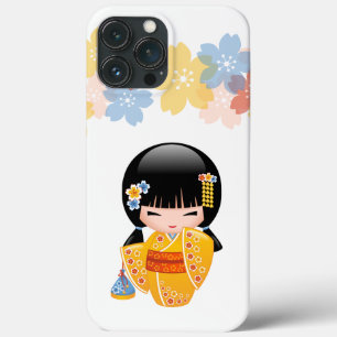 Funda Para iPhone 13 Pro Max Muñeca kokeshi de verano - Chica Geisha de Kimono