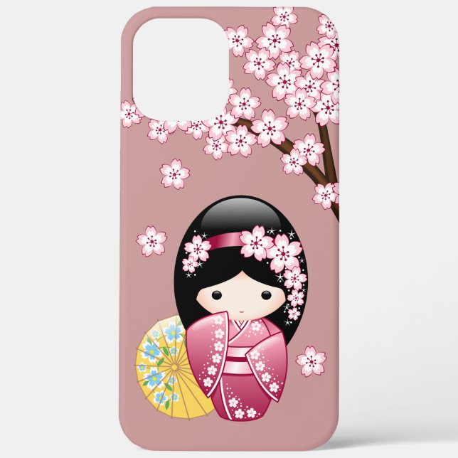 Funda De Case-Mate Para iPhone Muñeca Kokeshi primavera - Geisha japonesa suave e (Reverso )