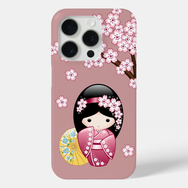 Funda De Case-Mate Para iPhone Muñeca Kokeshi primavera - Geisha japonesa suave e (Reverso )