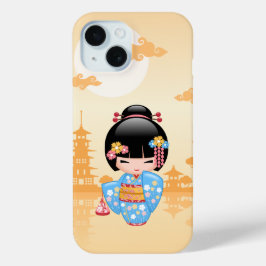Funda Para iPhone 15 Muñeca Maiko Kokeshi - Chica Geisha japonés