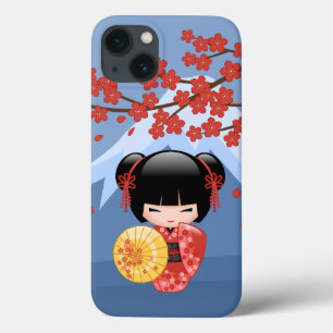 Funda Para iPhone 13 Muñeca roja Sakura Kokeshi - Chica cute Geisha