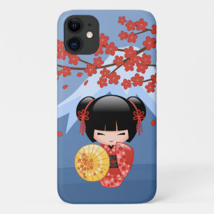 Funda Para iPhone 11 Muñeca roja Sakura Kokeshi - Chica cute geisha