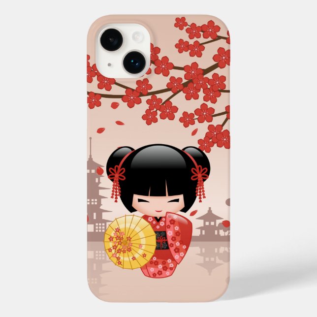Funda De Case-Mate Para iPhone Muñeca roja Sakura Kokeshi - Geisha japonesa (Reverso )