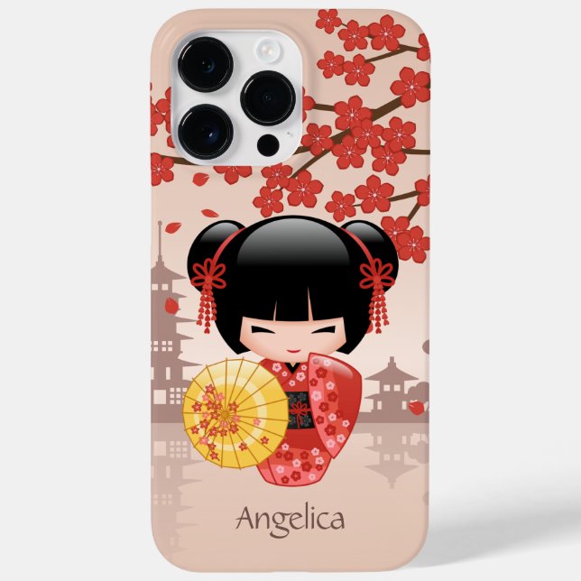 Funda De Case-Mate Para iPhone Muñeca roja Sakura Kokeshi - Geisha japonesa (Reverso)