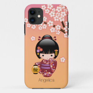 Funda Para iPhone 11 Muñeca Sakura Kokeshi - Chica de Geisha en la Enví
