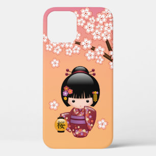 Funda Para iPhone 12 Muñeca Sakura Kokeshi - Chica de Geisha en la Enví