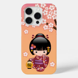 Funda Para iPhone 15 Pro Muñeca Sakura Kokeshi - Chica de Geisha en la Enví