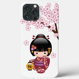 Funda Para iPhone 13 Pro Max Muñeca Sakura Kokeshi - Chica Geisha japonés
