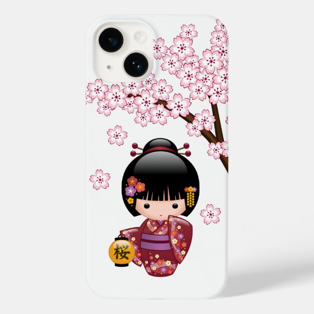 Funda De Case-Mate Para iPhone Muñeca Sakura Kokeshi - Chica Geisha japonés (Reverso )