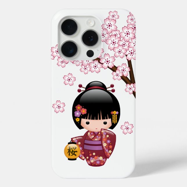 Funda De Case-Mate Para iPhone Muñeca Sakura Kokeshi - Chica Geisha japonés (Reverso )