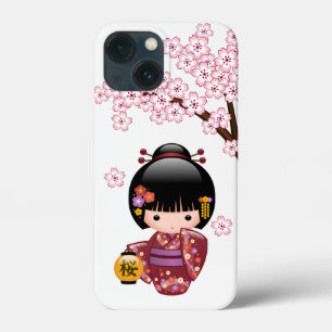 Funda Para iPhone 13 Mini Muñeca Sakura Kokeshi - Chica Geisha japonés