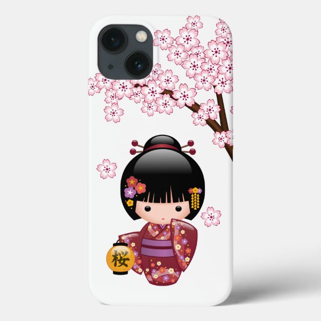 Funda De Case-Mate Para iPhone Muñeca Sakura Kokeshi - Chica Geisha japonés (Reverso)