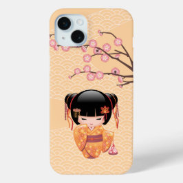 Funda Para iPhone 15 Mini Muñeca Ume Kokeshi - Chica Geisha de la enseñanza