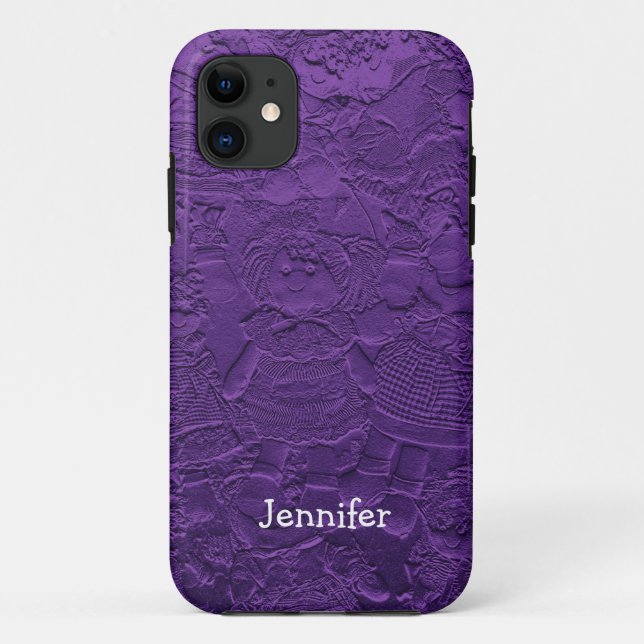 Funda De Case-Mate Para iPhone Muñecas rag moradas, nombre, (Reverso)
