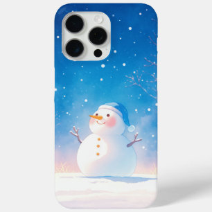 Funda Para iPhone 15 Pro Max Muñeco de Nieve Alegre