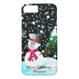 Funda Para iPhone 8/7 Muñeco de nieve "Felices Navidad" personalizadas