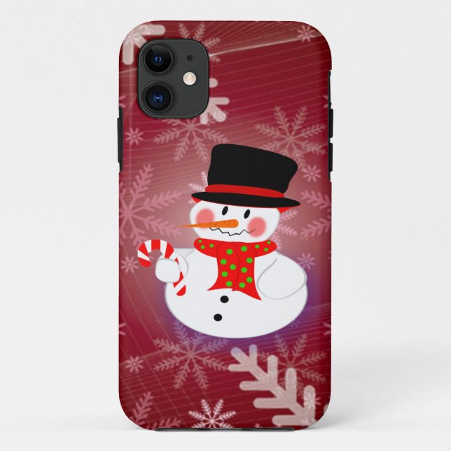 Funda De Case-Mate Para iPhone Muñeco de nieve feliz (Reverso)