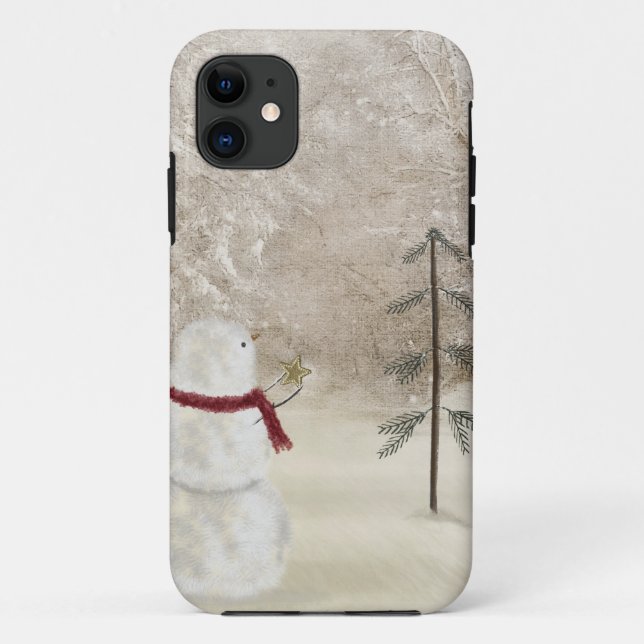 Funda De Case-Mate Para iPhone Muñeco de nieve navideño (Reverso)