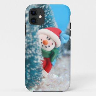 Funda Para iPhone 11 Muñeco de nieve que oculta o que mira a escondida