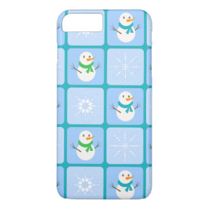 Funda Para iPhone 8 Plus/7 Plus Muñeco de nieve y copos de nieve con patrón a cuad