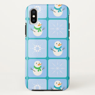 Funda Para iPhone X Muñeco de nieve y copos de nieve con patrón de cua