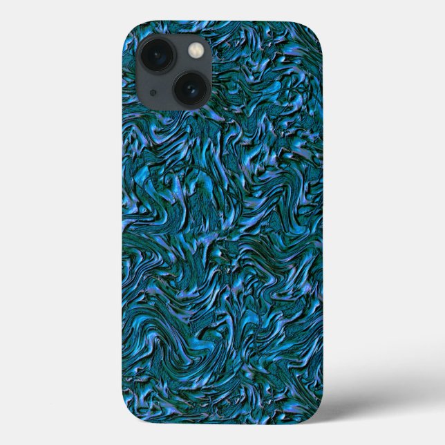 Funda De Case-Mate Para iPhone Muralla texturada rústica en azul cadete quemado (Reverso)