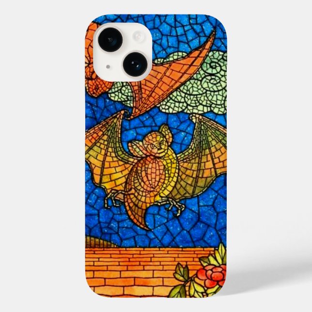 Funda De Case-Mate Para iPhone Murciélago de fruta Vidrio manchado con mosaico na (Reverso )