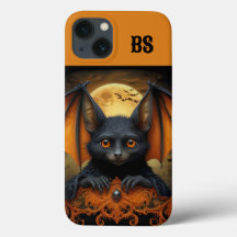 murciélago espeluznante de Halloween naranja y neg
