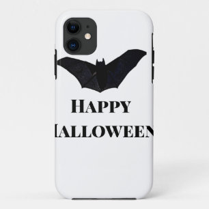Funda Para iPhone 11 Murciélago negro feliz Halloween agregar texto nom