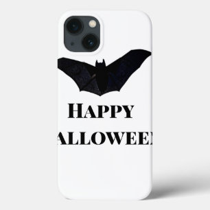 Funda Para iPhone 13 Murciélago negro feliz Halloween agregar texto nom