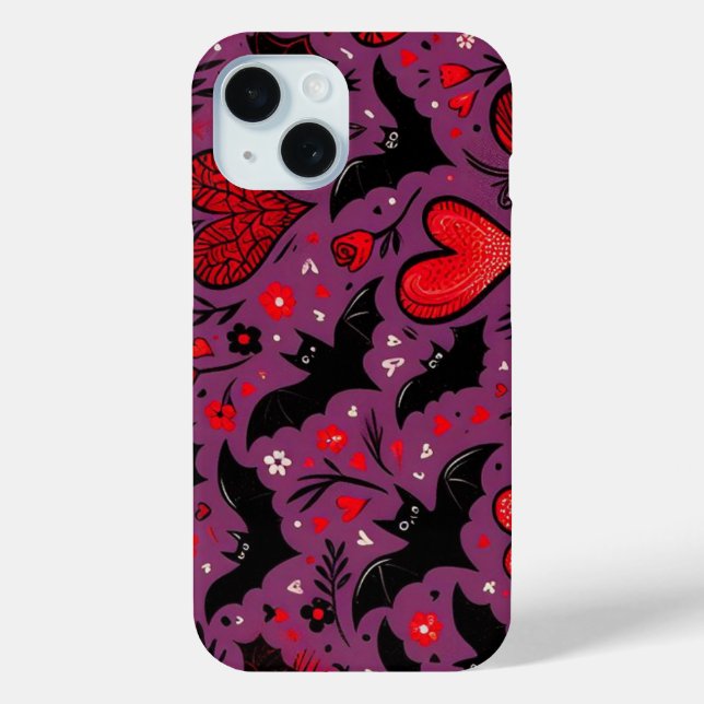 Funda De Case-Mate Para iPhone Murciélagos & Corazones (Reverso )