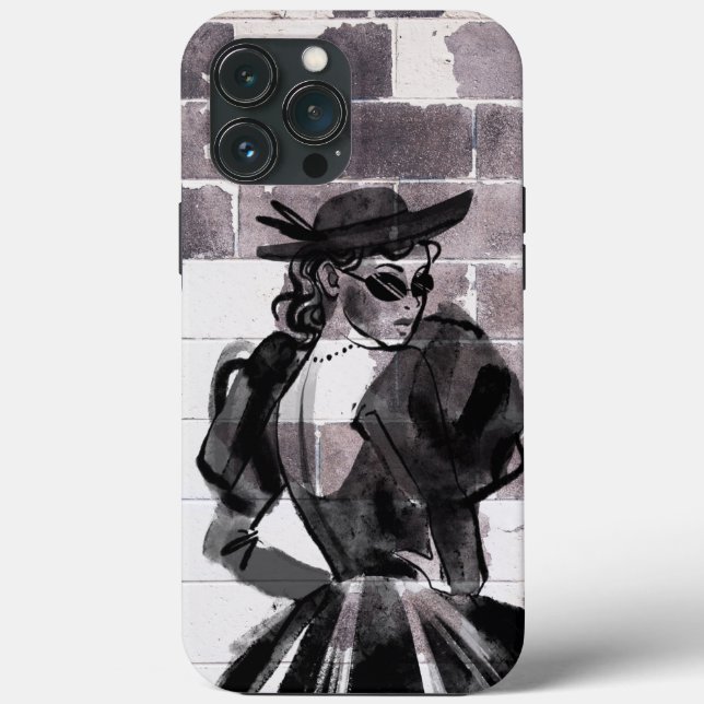 Funda De Case-Mate Para iPhone "Musa de la calle - Moda en la pared" (Reverso )