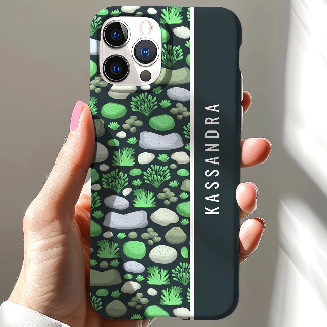 Funda De Case-Mate Para iPhone Musgo y piedras nombre personalizado personalizado (Subido por el creador)