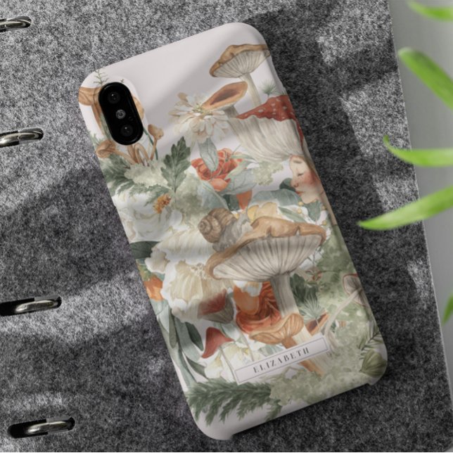 Funda De Case-Mate Para iPhone Mushroom de flor silvestre | Monograma del bosque  (Subido por el creador)
