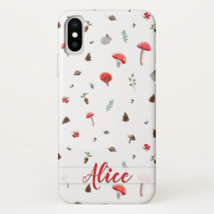 Funda Para iPhone X Mushrooms autumn soft Pattern_white