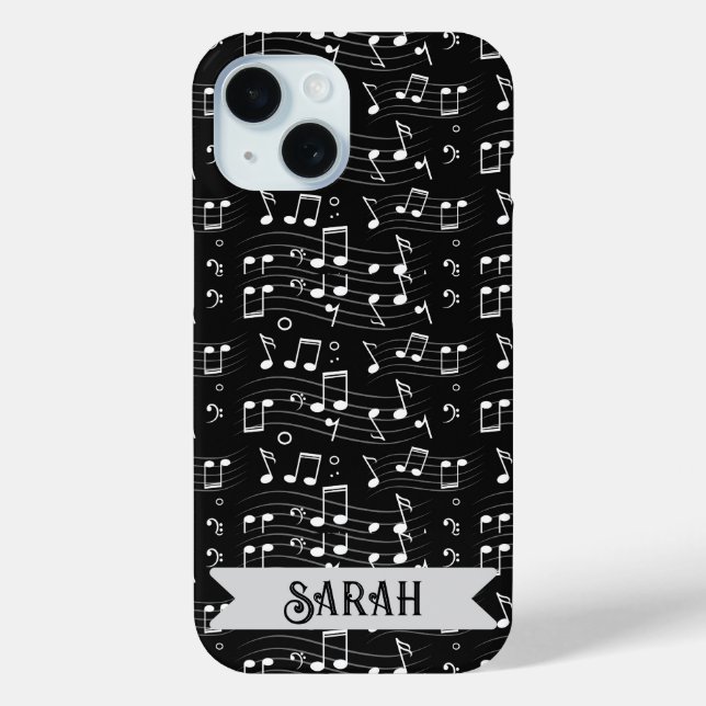 Funda De Case-Mate Para iPhone Music Notes Custom Name (Reverso )