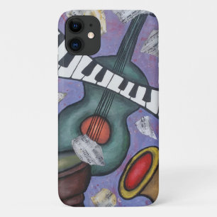 Funda Para iPhone 11 Música Collage Instruments Hand Pintado Acrílico