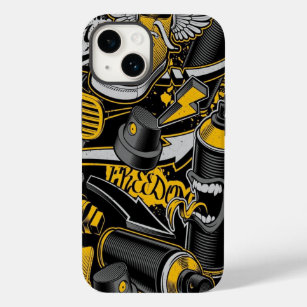 Funda Para iPhone 14 De Case-Mate Música creativa Graffiti Amarillo Negro Spay toda