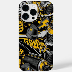 Funda Para iPhone 14 Pro Max De Case-Mate Música creativa Graffiti Amarillo Negro Spay toda