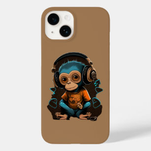Funda Para iPhone 14 De Case-Mate Música Cute Monkey Escuchando, Música Mono Inmerso