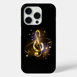 Funda Para iPhone 15 Pro Música de Clave de Sol de Oro