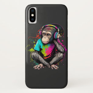 Funda Para iPhone X Música de escucha de monos, música obsesionada con