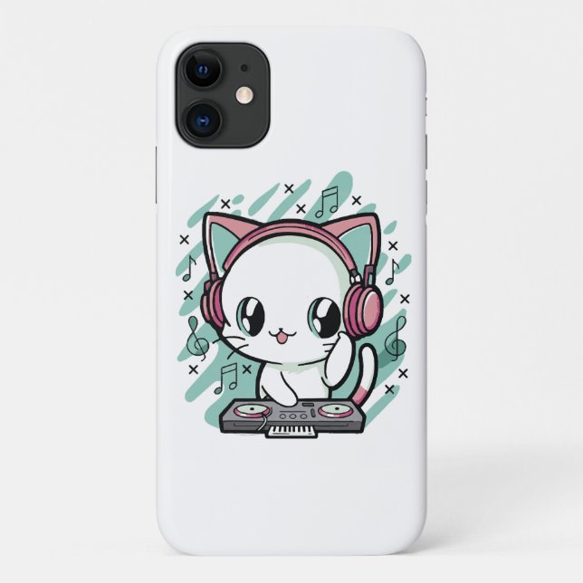 Funda De Case-Mate Para iPhone música de gato (Reverso)